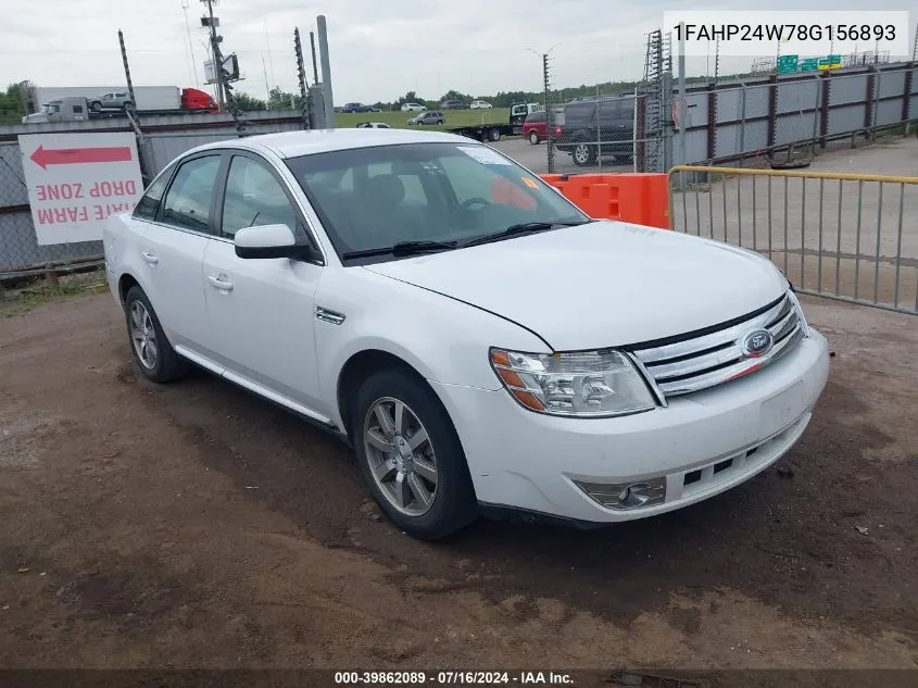 2008 Ford Taurus Sel VIN: 1FAHP24W78G156893 Lot: 39862089