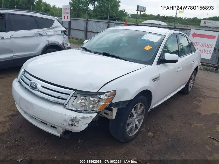 2008 Ford Taurus Sel VIN: 1FAHP24W78G156893 Lot: 39862089