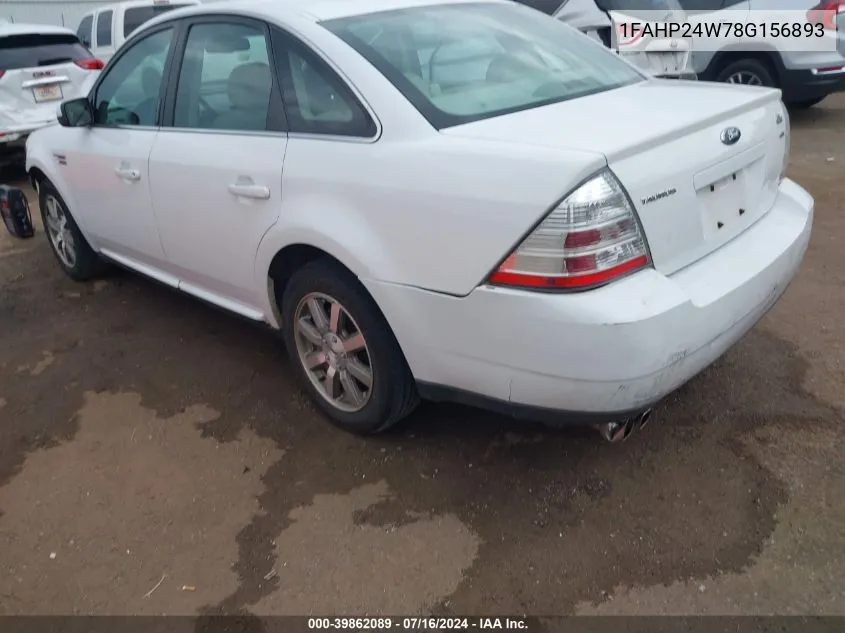 2008 Ford Taurus Sel VIN: 1FAHP24W78G156893 Lot: 39862089