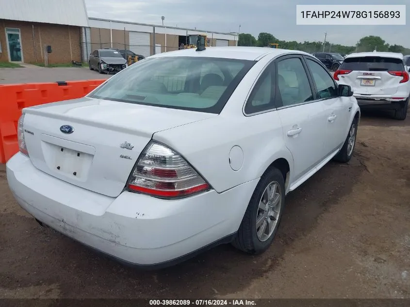 2008 Ford Taurus Sel VIN: 1FAHP24W78G156893 Lot: 39862089