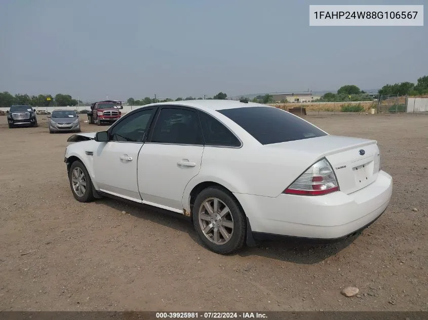 2008 Ford Taurus Sel VIN: 1FAHP24W88G106567 Lot: 39925981