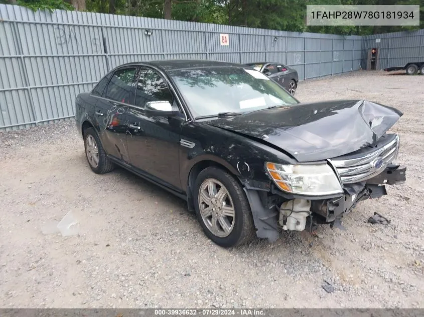 2008 Ford Taurus Limited VIN: 1FAHP28W78G181934 Lot: 39936632