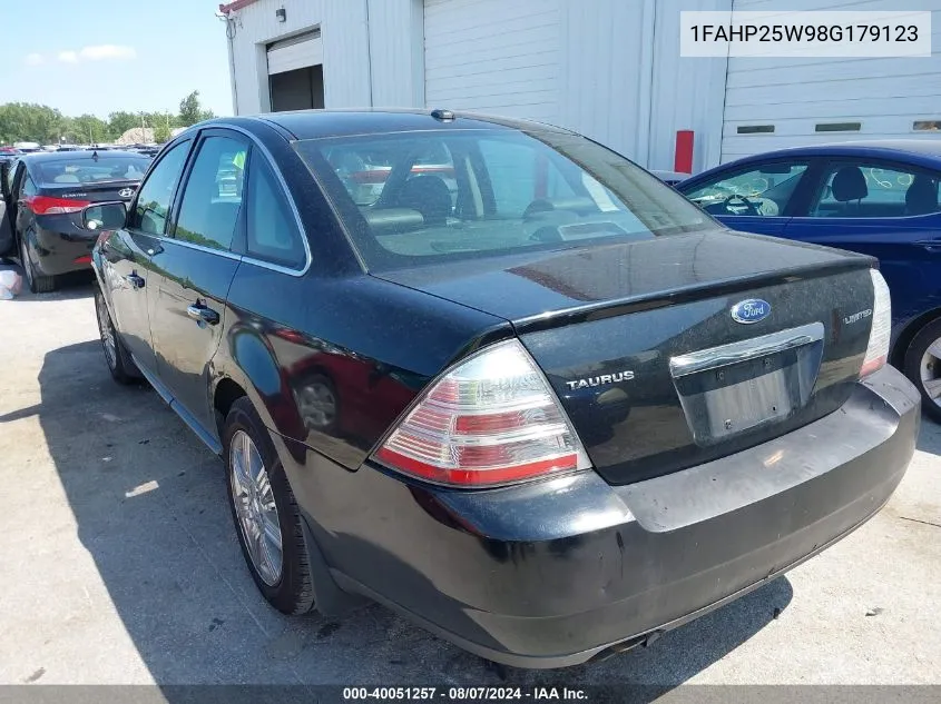 2008 Ford Taurus Limited VIN: 1FAHP25W98G179123 Lot: 40051257