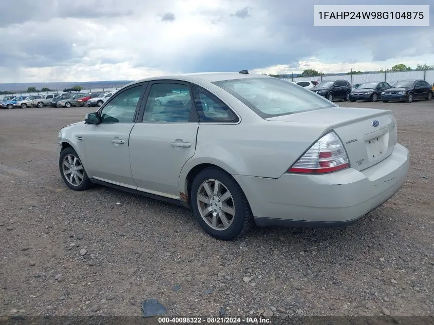 2008 Ford Taurus Sel VIN: 1FAHP24W98G104875 Lot: 40098322