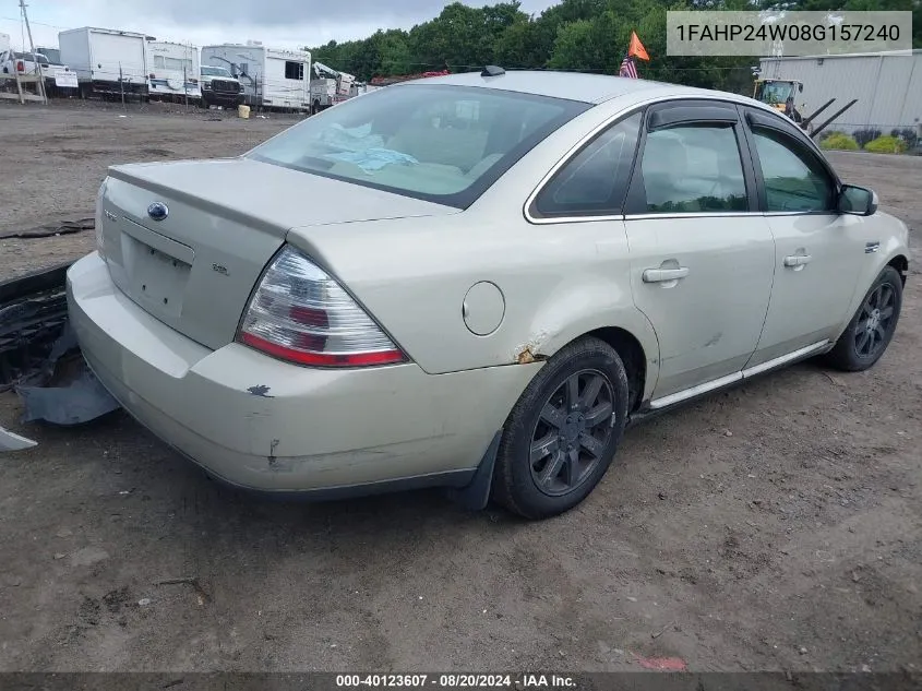 2008 Ford Taurus Sel VIN: 1FAHP24W08G157240 Lot: 40123607