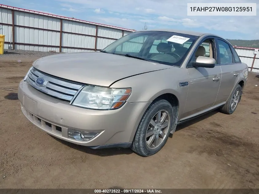 1FAHP27W08G125951 2008 Ford Taurus Sel