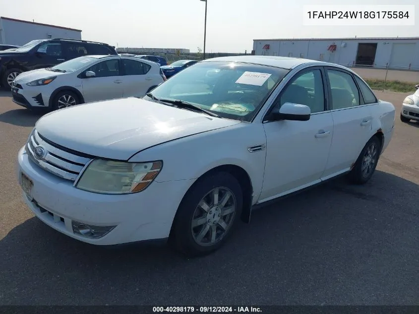 2008 Ford Taurus Sel VIN: 1FAHP24W18G175584 Lot: 40298179