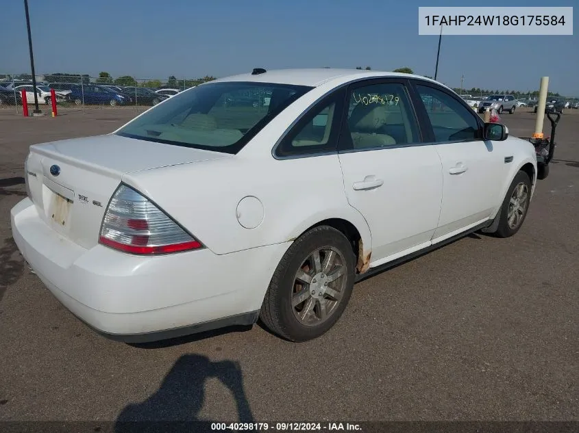 2008 Ford Taurus Sel VIN: 1FAHP24W18G175584 Lot: 40298179