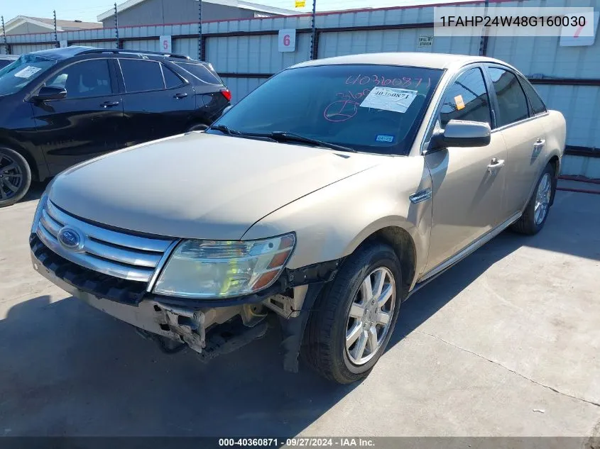 2008 Ford Taurus Sel VIN: 1FAHP24W48G160030 Lot: 40360871