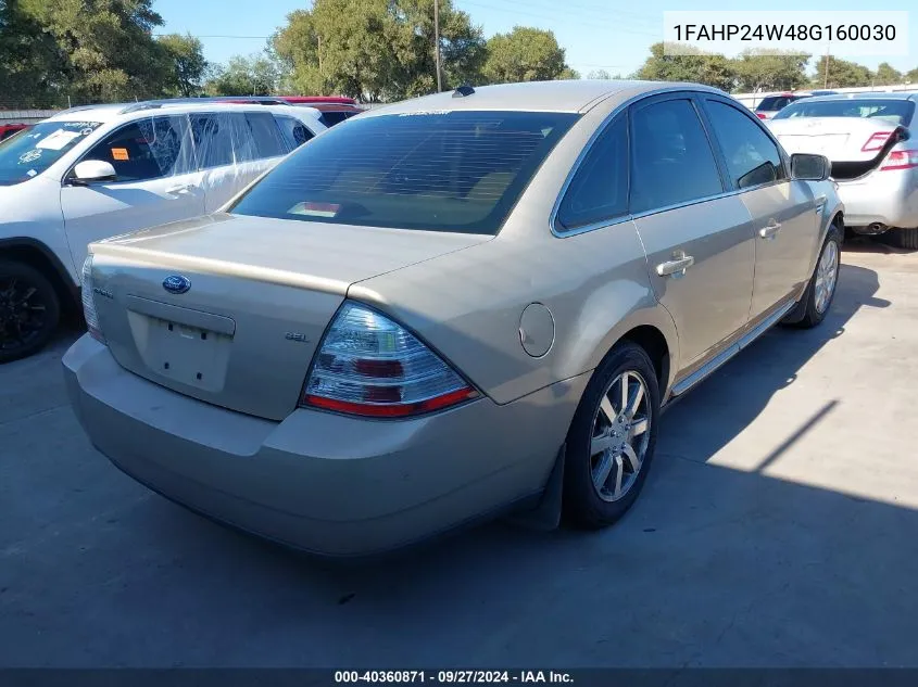 2008 Ford Taurus Sel VIN: 1FAHP24W48G160030 Lot: 40360871