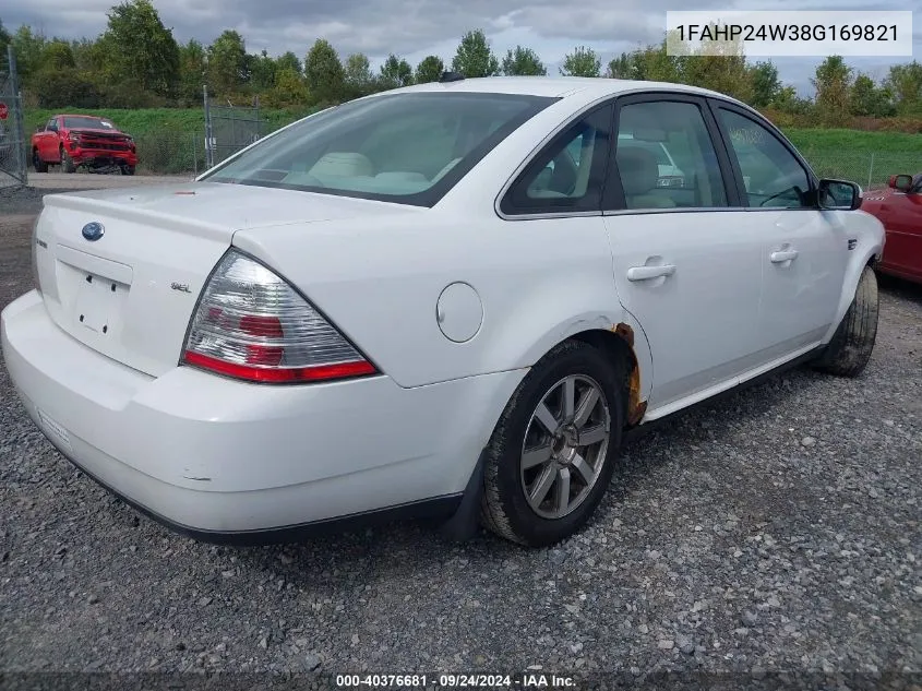 2008 Ford Taurus Sel VIN: 1FAHP24W38G169821 Lot: 40376681