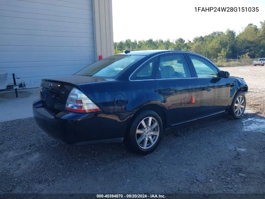 2008 Ford Taurus Sel VIN: 1FAHP24W28G151035 Lot: 40394870