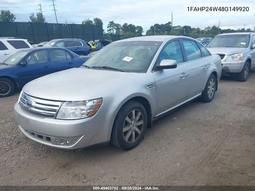 1FAHP24W48G149920 2008 Ford Taurus Sel