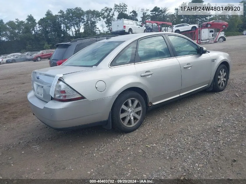 2008 Ford Taurus Sel VIN: 1FAHP24W48G149920 Lot: 40403702