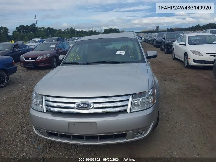 2008 Ford Taurus Sel VIN: 1FAHP24W48G149920 Lot: 40403702