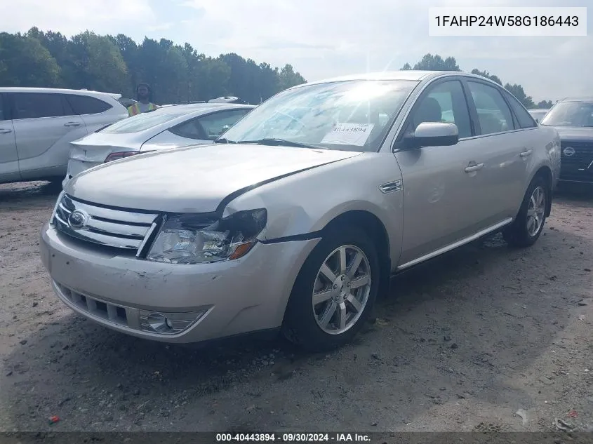 2008 Ford Taurus Sel VIN: 1FAHP24W58G186443 Lot: 40443894