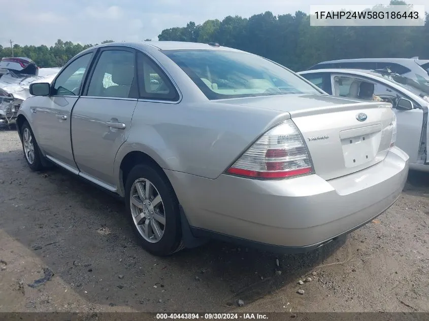 2008 Ford Taurus Sel VIN: 1FAHP24W58G186443 Lot: 40443894