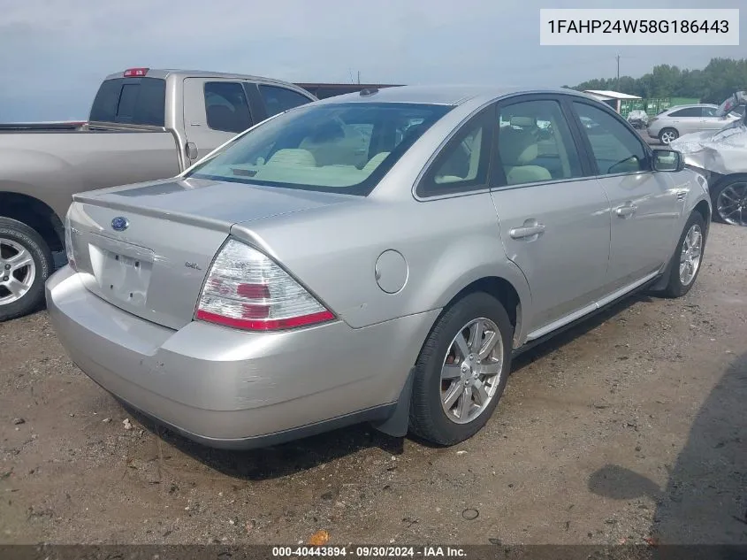 2008 Ford Taurus Sel VIN: 1FAHP24W58G186443 Lot: 40443894