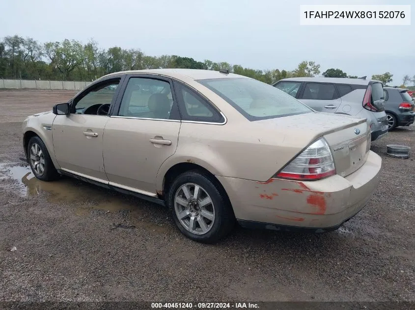 2008 Ford Taurus Sel VIN: 1FAHP24WX8G152076 Lot: 40451240