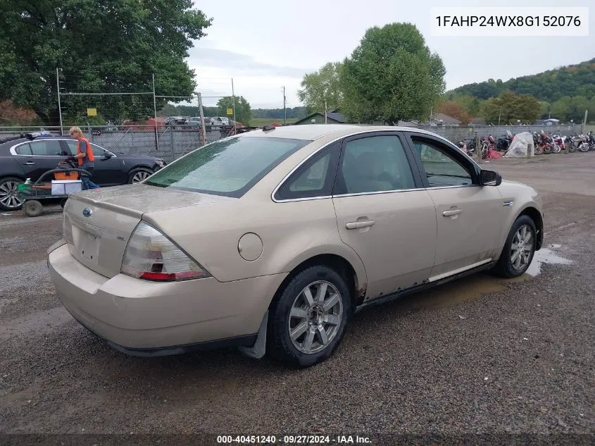 2008 Ford Taurus Sel VIN: 1FAHP24WX8G152076 Lot: 40451240