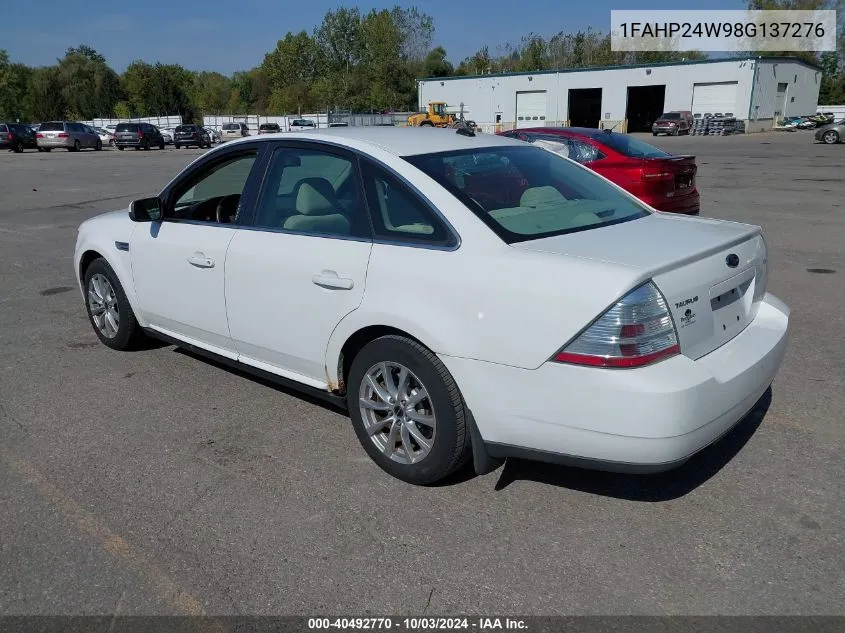 2008 Ford Taurus Sel VIN: 1FAHP24W98G137276 Lot: 40492770