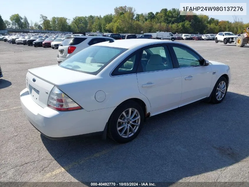 2008 Ford Taurus Sel VIN: 1FAHP24W98G137276 Lot: 40492770