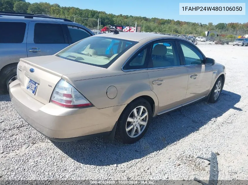 2008 Ford Taurus Sel VIN: 1FAHP24W48G106050 Lot: 40524889