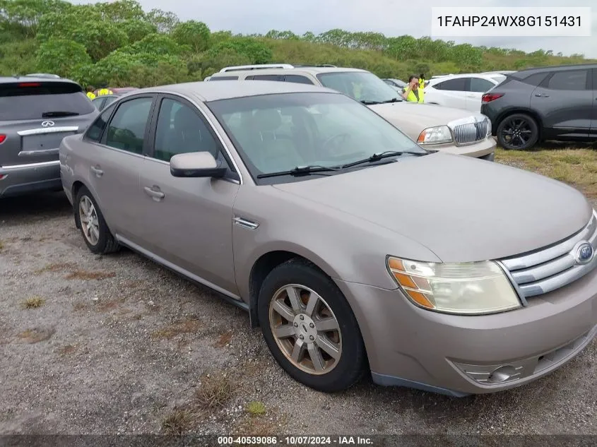 2008 Ford Taurus Sel VIN: 1FAHP24WX8G151431 Lot: 40539086