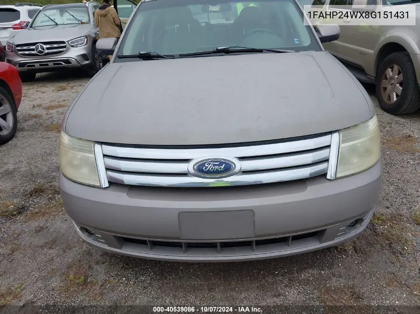 2008 Ford Taurus Sel VIN: 1FAHP24WX8G151431 Lot: 40539086