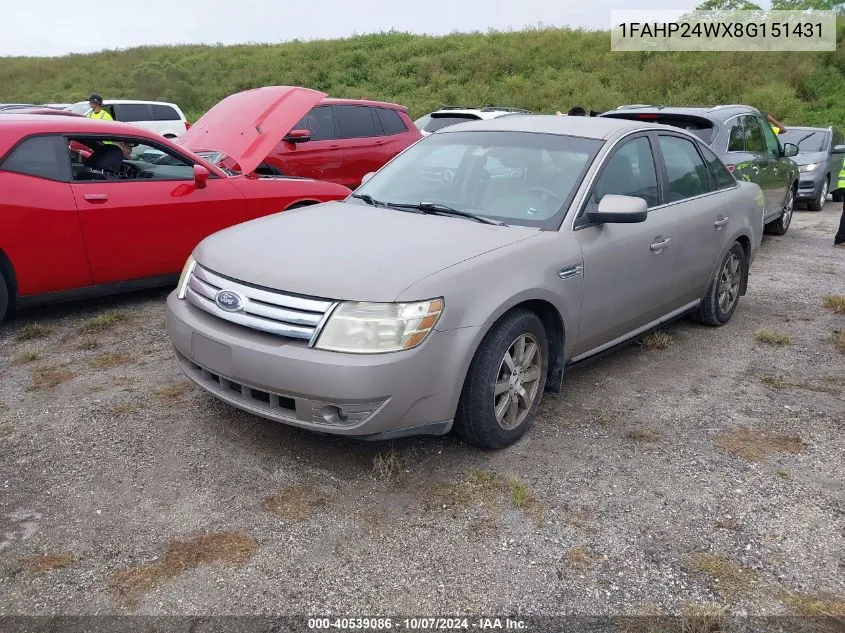 2008 Ford Taurus Sel VIN: 1FAHP24WX8G151431 Lot: 40539086