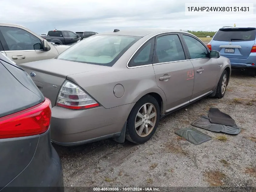 2008 Ford Taurus Sel VIN: 1FAHP24WX8G151431 Lot: 40539086