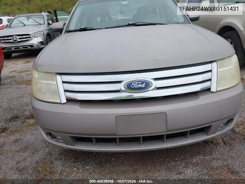 2008 Ford Taurus Sel VIN: 1FAHP24WX8G151431 Lot: 40539086