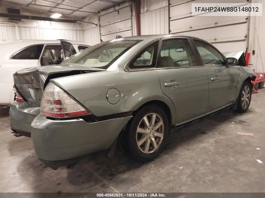 2008 Ford Taurus Sel VIN: 1FAHP24W88G148012 Lot: 40582631