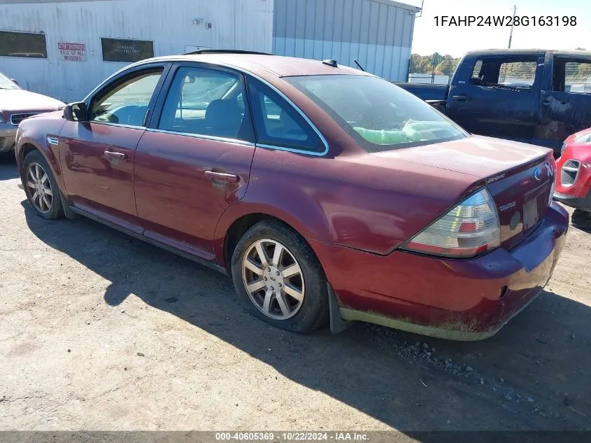 2008 Ford Taurus Sel VIN: 1FAHP24W28G163198 Lot: 40605369