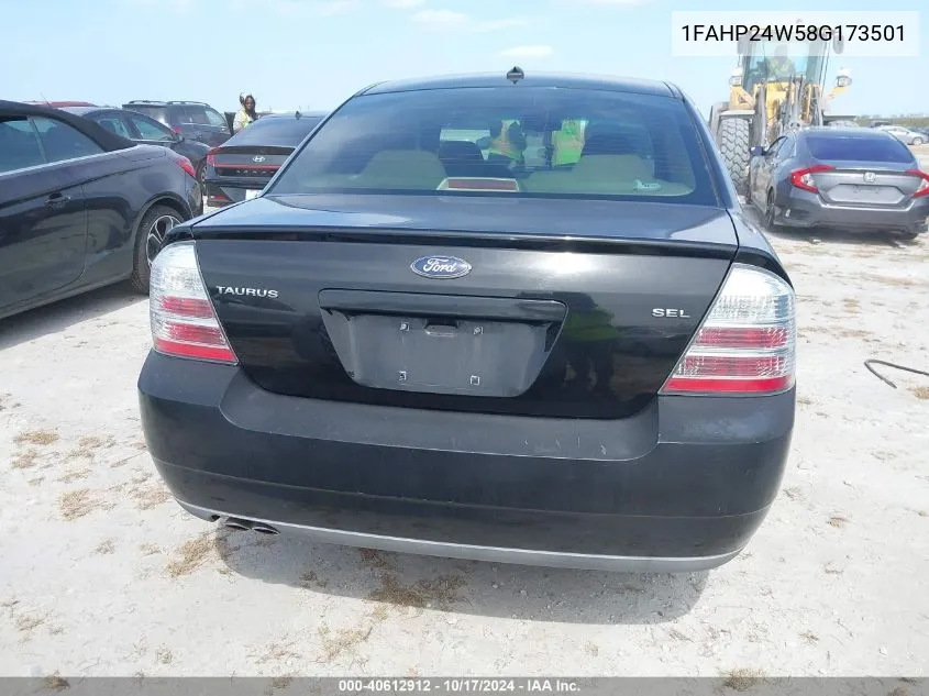 2008 Ford Taurus Sel VIN: 1FAHP24W58G173501 Lot: 40612912