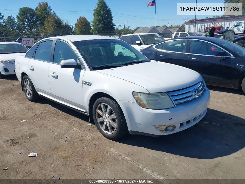 2008 Ford Taurus Sel VIN: 1FAHP24W18G111786 Lot: 40628998