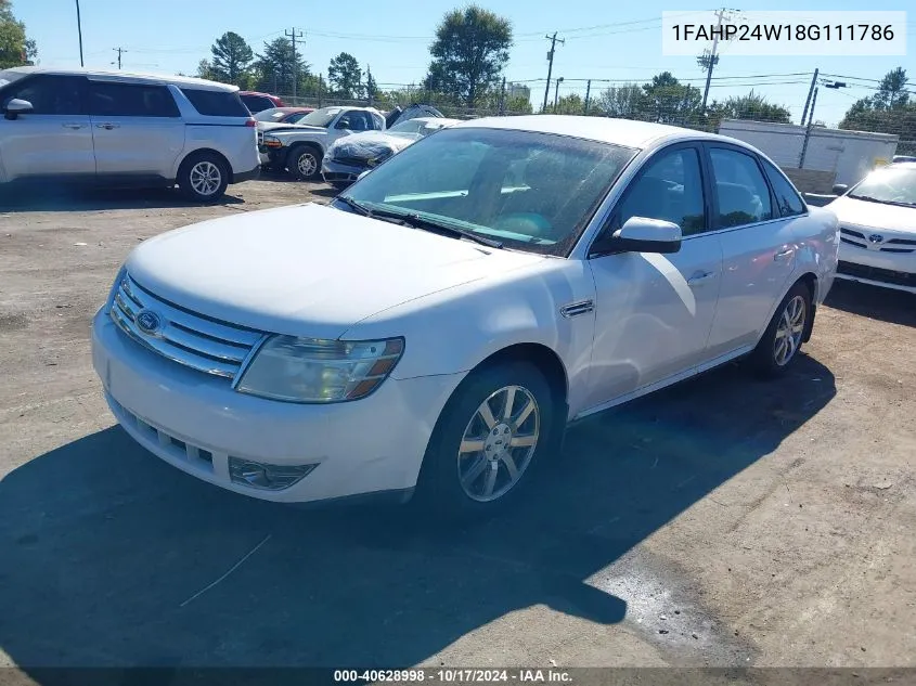 2008 Ford Taurus Sel VIN: 1FAHP24W18G111786 Lot: 40628998