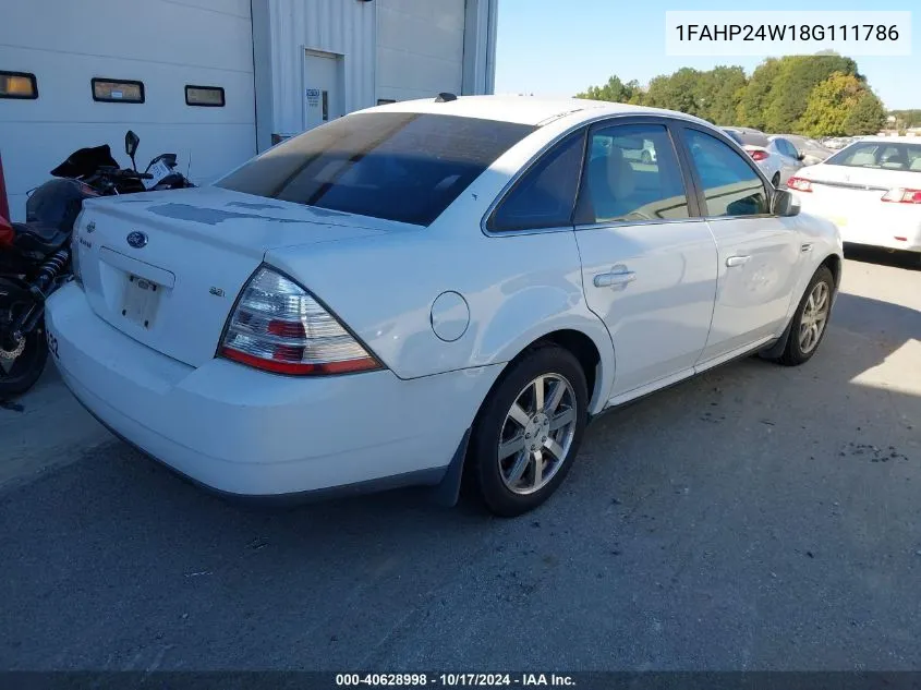 2008 Ford Taurus Sel VIN: 1FAHP24W18G111786 Lot: 40628998