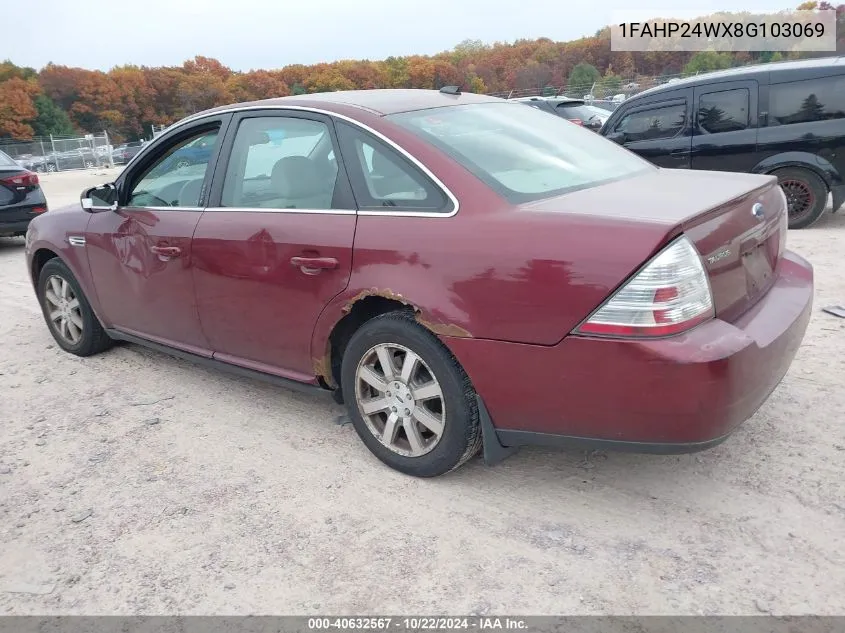 2008 Ford Taurus Sel VIN: 1FAHP24WX8G103069 Lot: 40632567