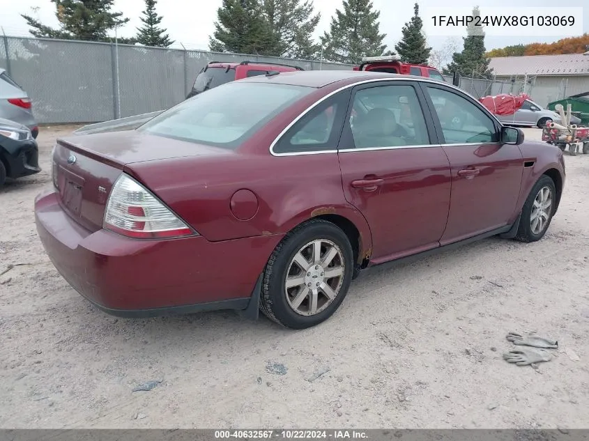 2008 Ford Taurus Sel VIN: 1FAHP24WX8G103069 Lot: 40632567