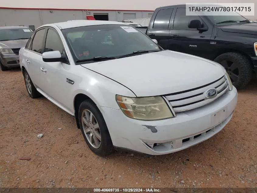 2008 Ford Taurus Sel VIN: 1FAHP24W78G174715 Lot: 40669735