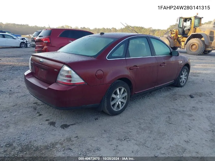 2008 Ford Taurus Sel VIN: 1FAHP24W28G141315 Lot: 40672670