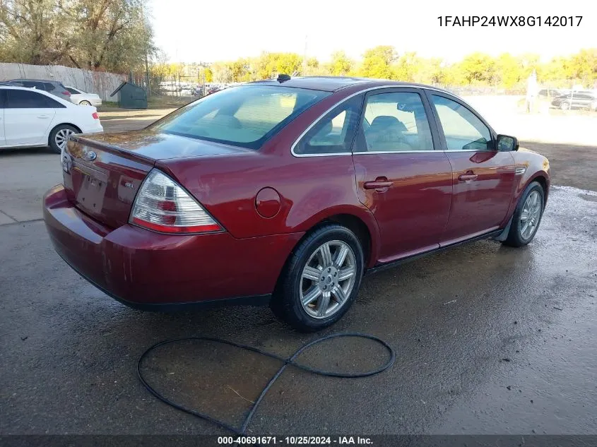 2008 Ford Taurus Sel VIN: 1FAHP24WX8G142017 Lot: 40691671