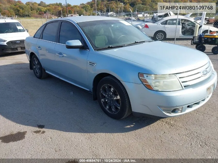 2008 Ford Taurus Sel VIN: 1FAHP24W08G109768 Lot: 40694761