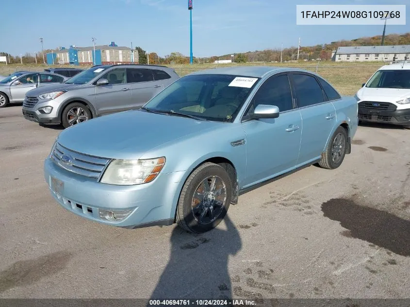 2008 Ford Taurus Sel VIN: 1FAHP24W08G109768 Lot: 40694761