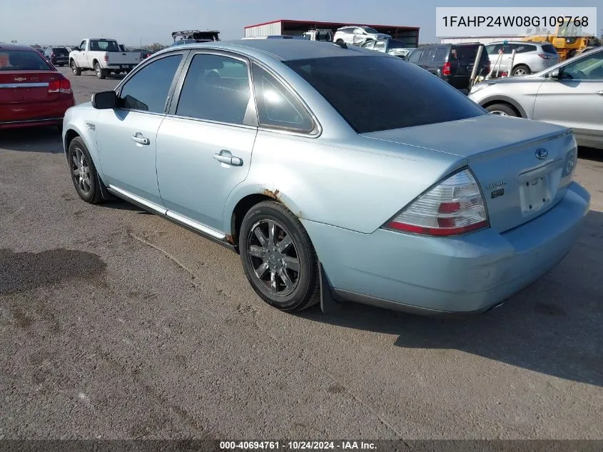 2008 Ford Taurus Sel VIN: 1FAHP24W08G109768 Lot: 40694761