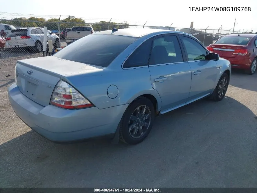 2008 Ford Taurus Sel VIN: 1FAHP24W08G109768 Lot: 40694761