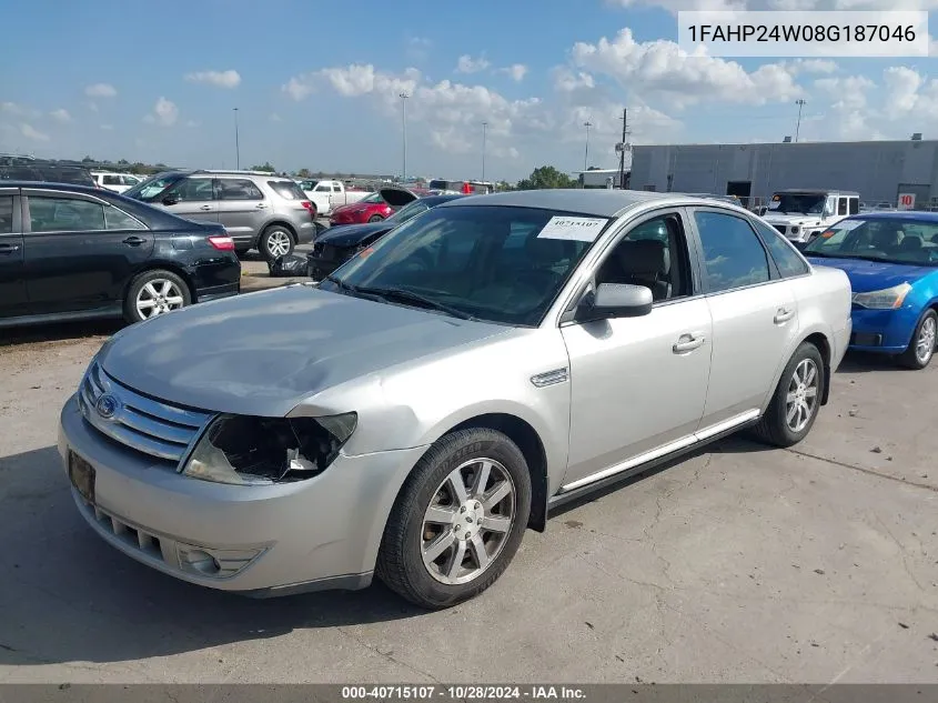 2008 Ford Taurus Sel VIN: 1FAHP24W08G187046 Lot: 40715107