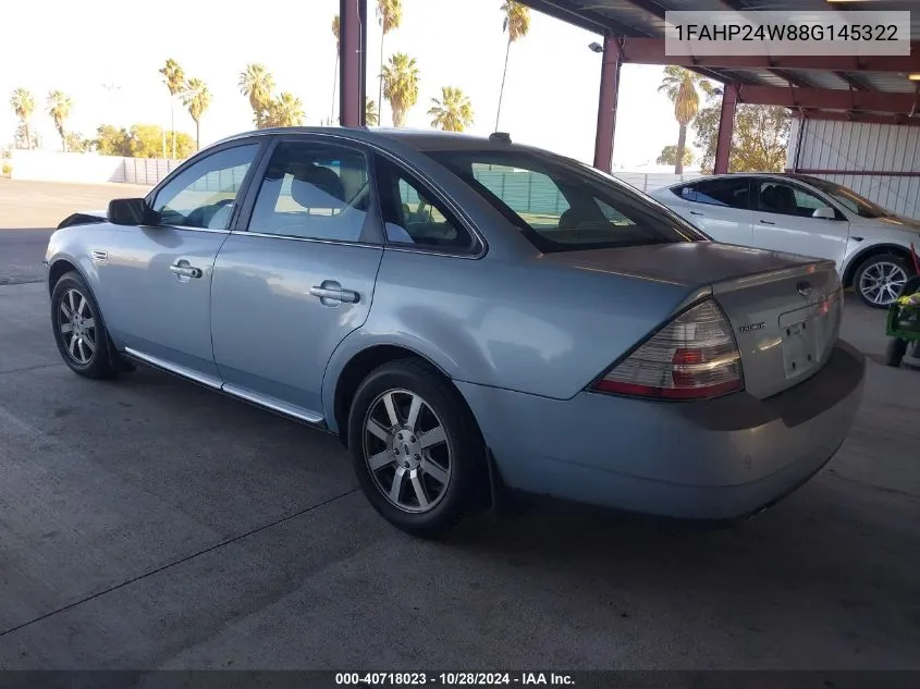 2008 Ford Taurus Sel VIN: 1FAHP24W88G145322 Lot: 40718023