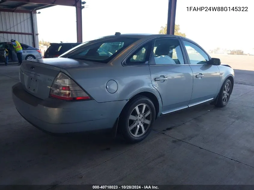 2008 Ford Taurus Sel VIN: 1FAHP24W88G145322 Lot: 40718023